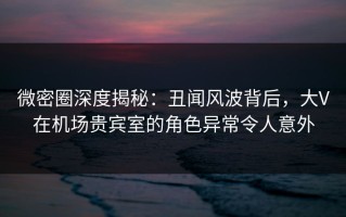 微密圈深度揭秘：丑闻风波背后，大V在机场贵宾室的角色异常令人意外